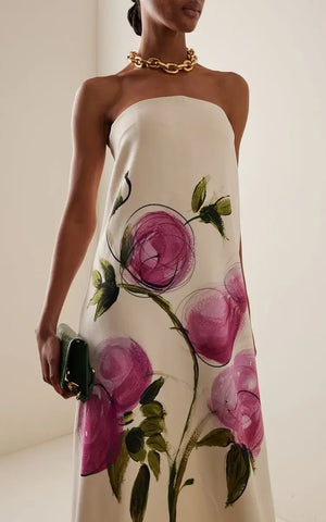 Bandeau Blossom Print Dresses