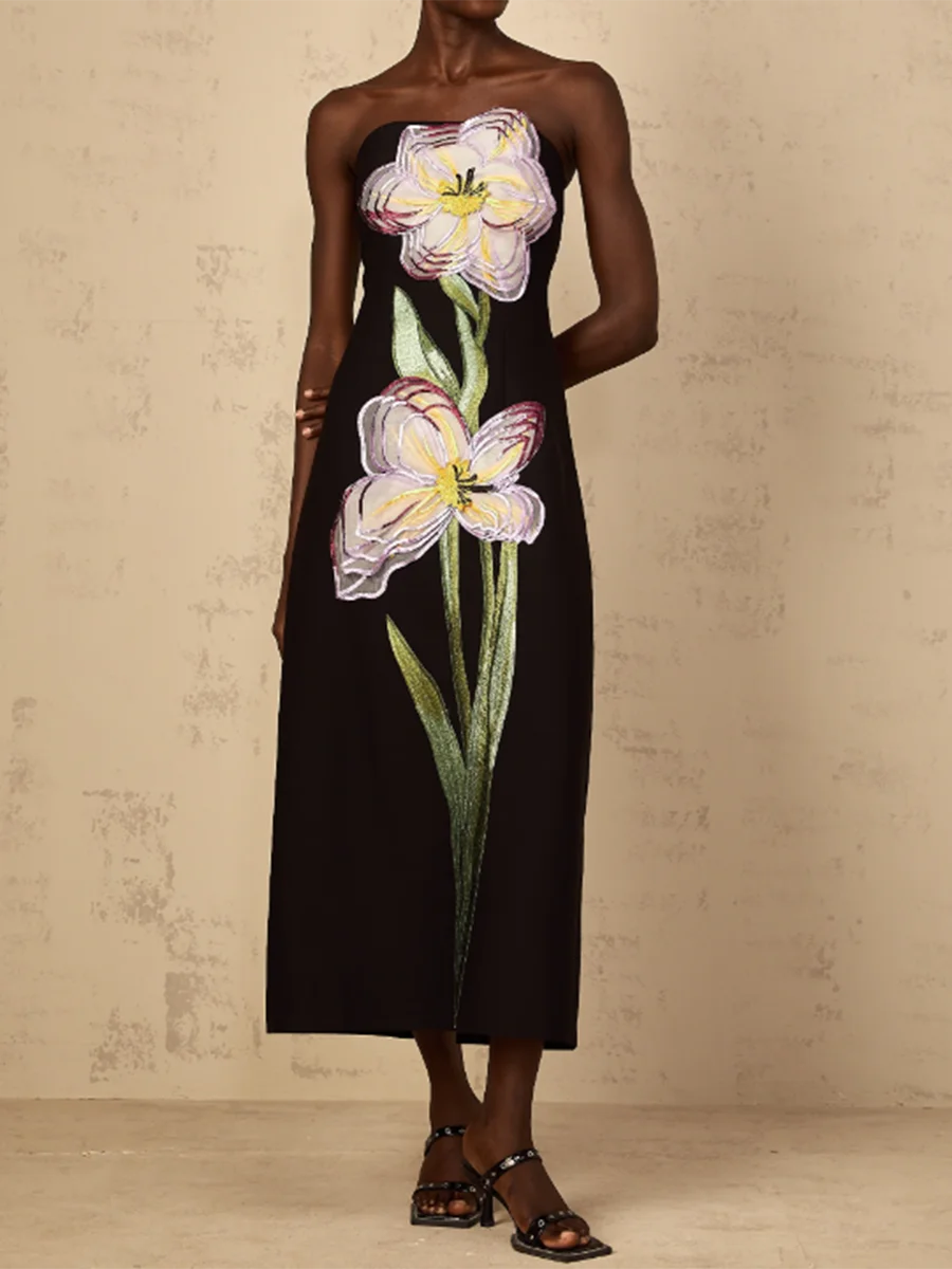 Hit Color Slimming Spliced 3D Flower Elegant Dresses