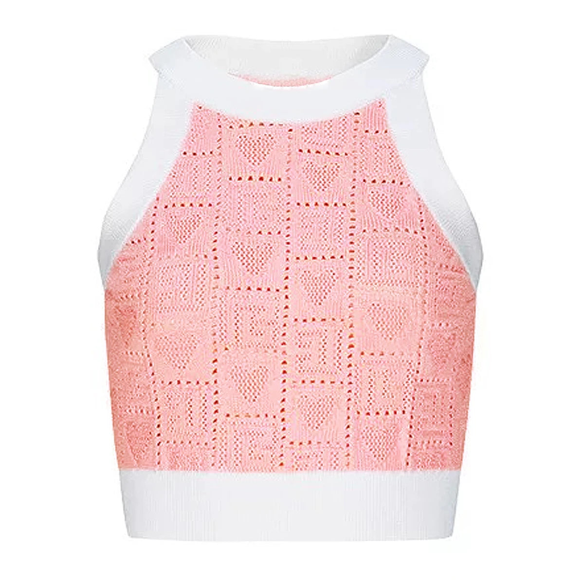 High Quality New Fashionable Elastic Heart Vest Slim Fit Short Skirt Color Blocked Set