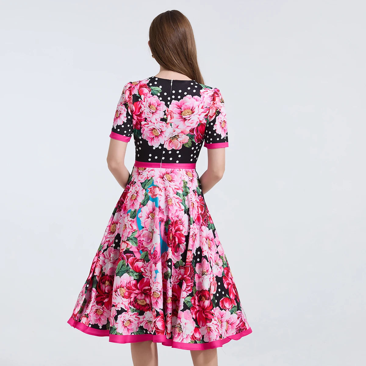 Elegant Polka Dot Print Midi Dresses