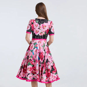 Elegant Polka Dot Print Midi Dresses