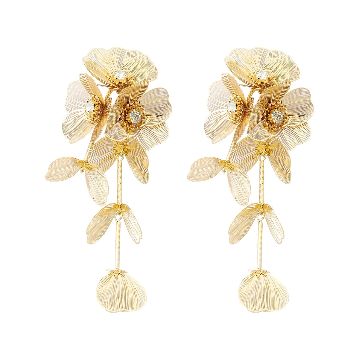 Gold Color Flower Necklace and Earring