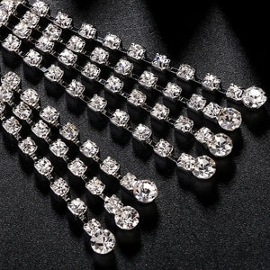 Rhinestone Long Tassel Bow Choker