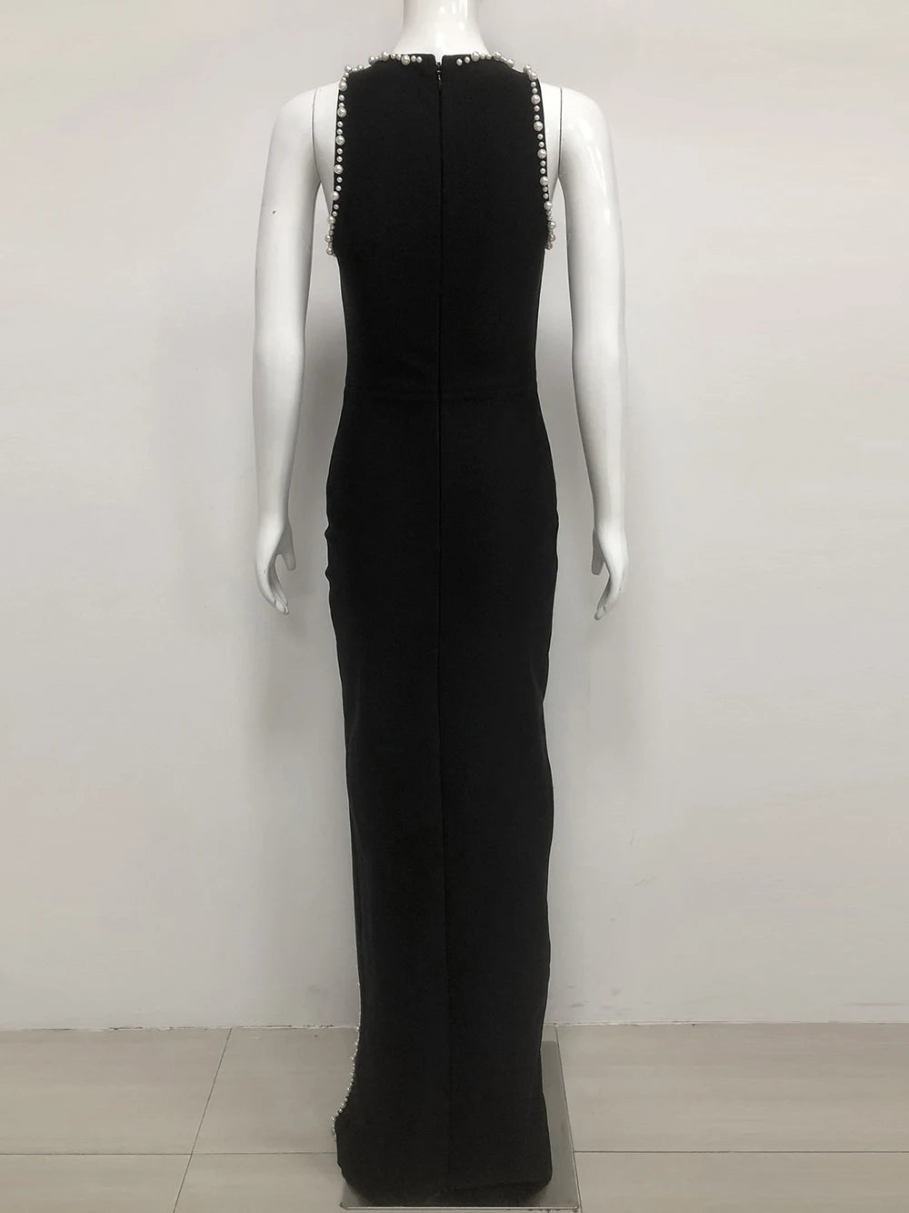 Diamond Pearl Bandage Bodycon Elegant Beading Maxi Dresses