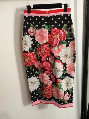 Flower Polka-dot Printing Tie Bow two-piece suit