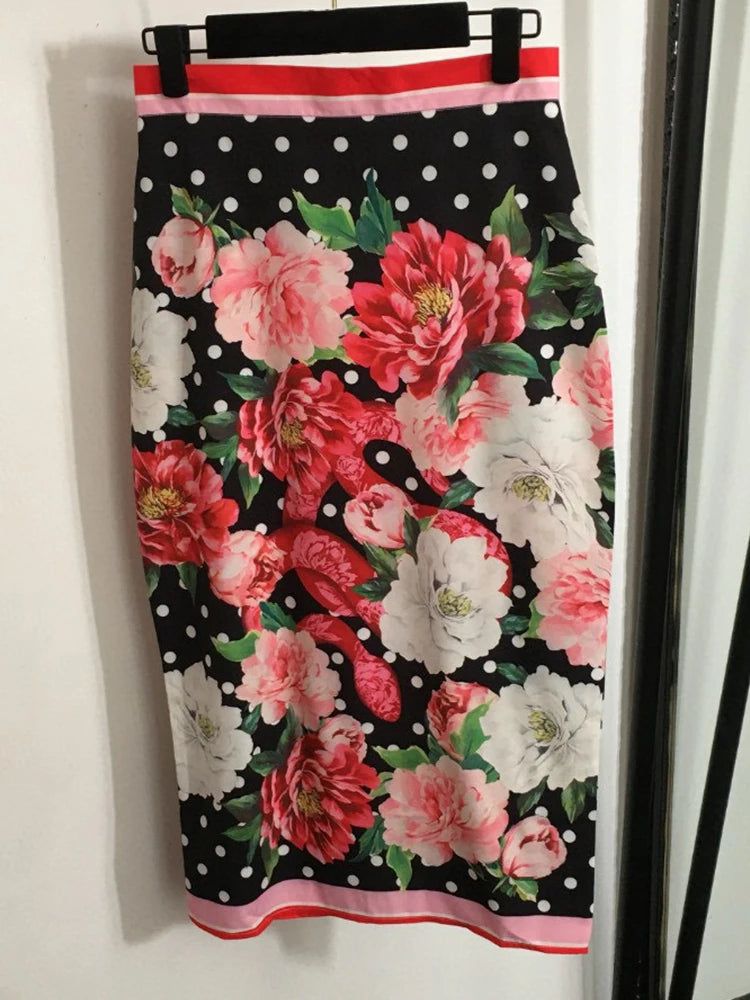 Flower Polka-dot Printing Tie Bow two-piece suit