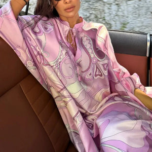 Early Autumn Pattern Printed Party Dress