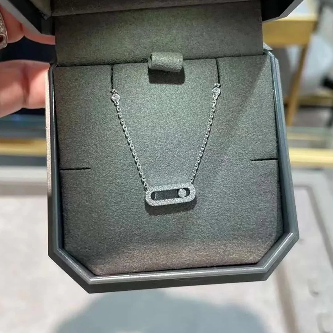 925 Sterling Silver Classic Mobile Three Diamond Necklace