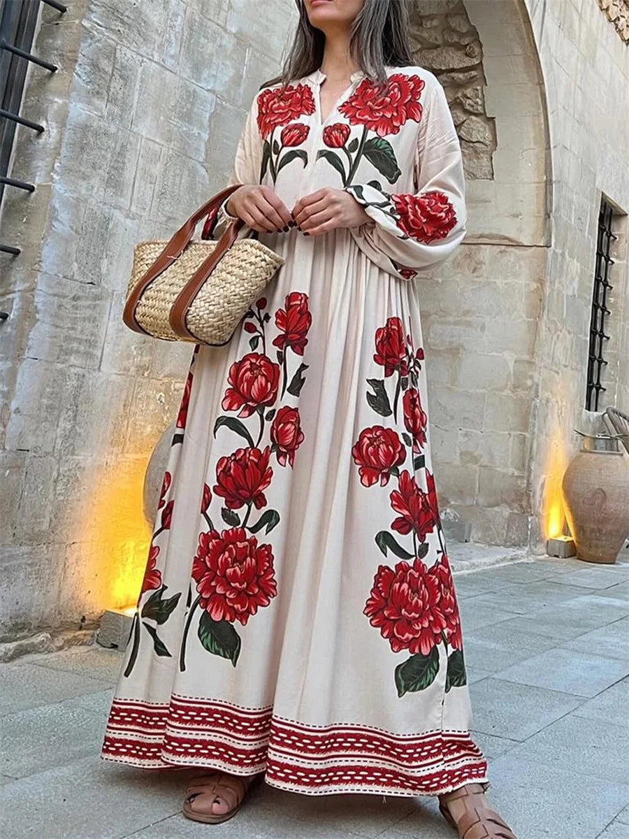 Elegant Floral Print Maxi Dress