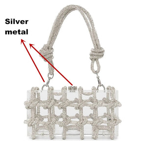 Crystal-Embellished Rope Acrylic Rhinestones Evening Luxury Clear Knot Bag