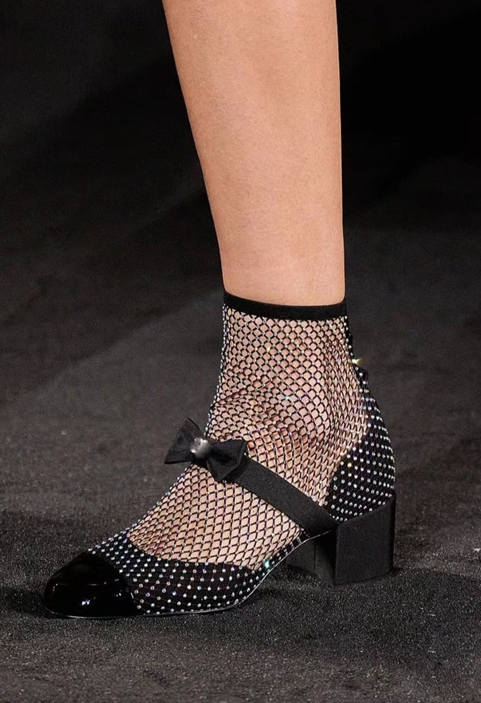 Crystal Mesh Bowknot Mary Jane Round Toe Luxury Sandals