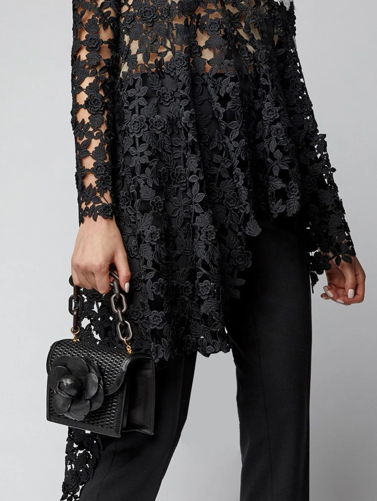 Asymmetrical Lace Hollow Out Shirt