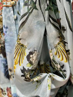 Designer Luxury Mulberry 100% Silk Print Long Dress
