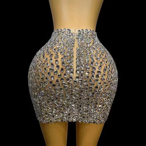 Luxury Rhinestones Sexy See Through Sheath Skirt