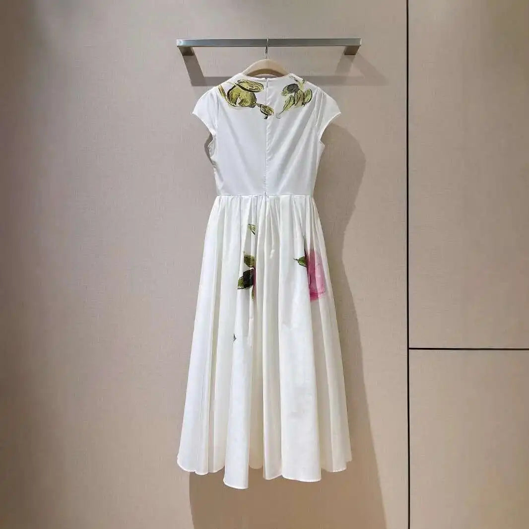 Elegant Floral Long White Dresses