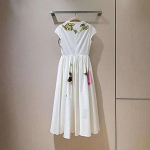 Elegant Floral Long White Dresses