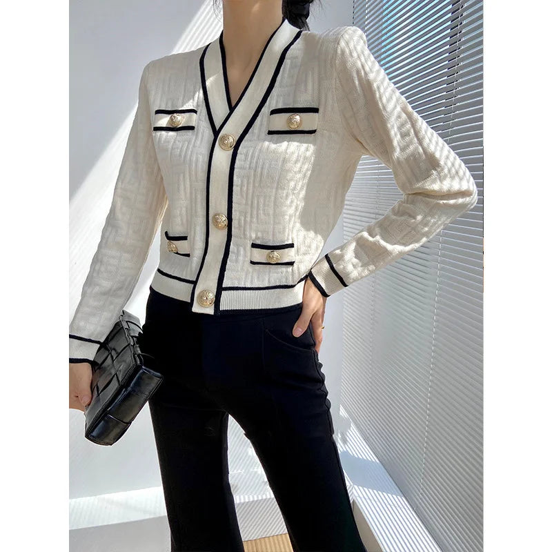 Special Jacquard Craft Knit Cardigan Jacket