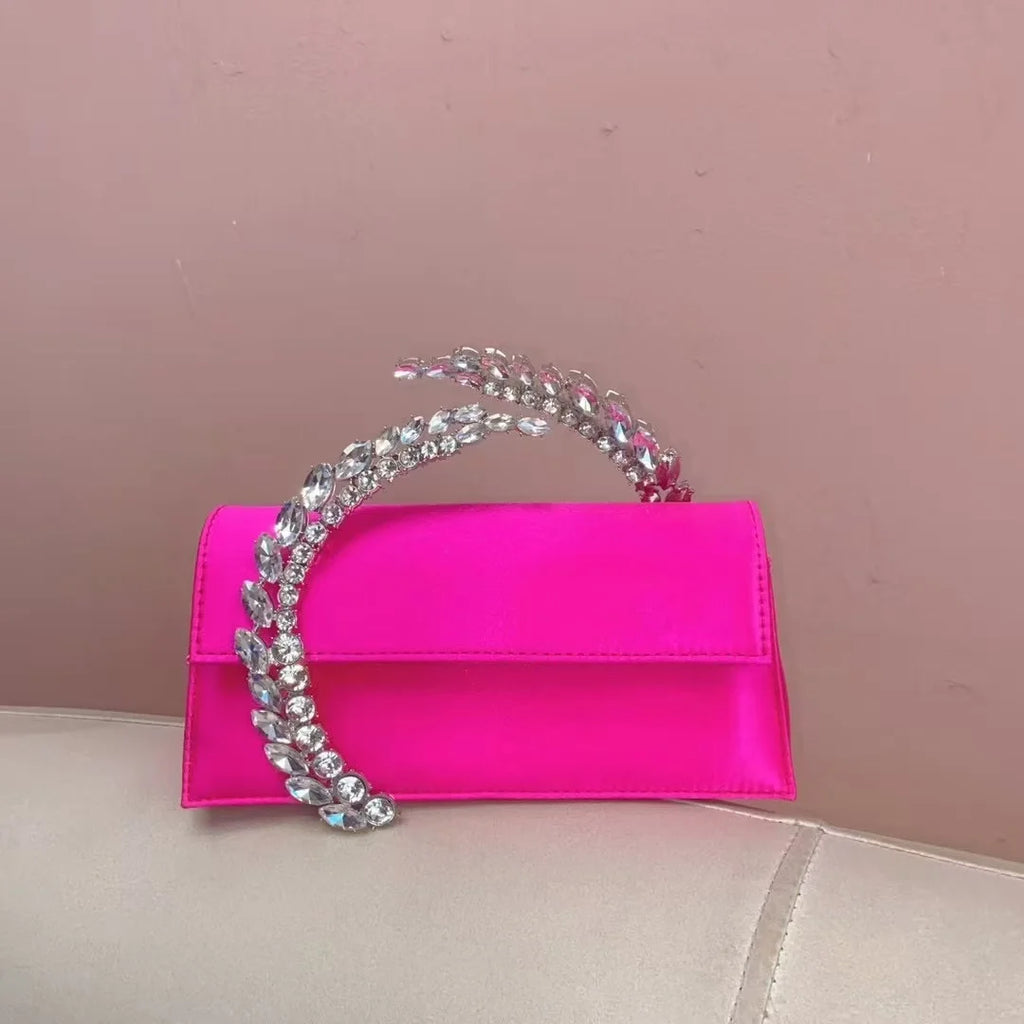 Luxury Satin Metal Handheld Women Handbag
