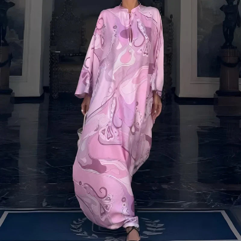 Early Autumn Pattern Printed Party Dress