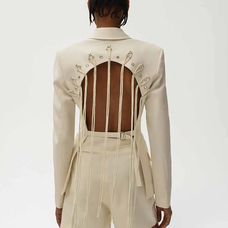 Patchwork Diamonds Backless Blazer