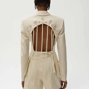 Patchwork Diamonds Backless Blazer
