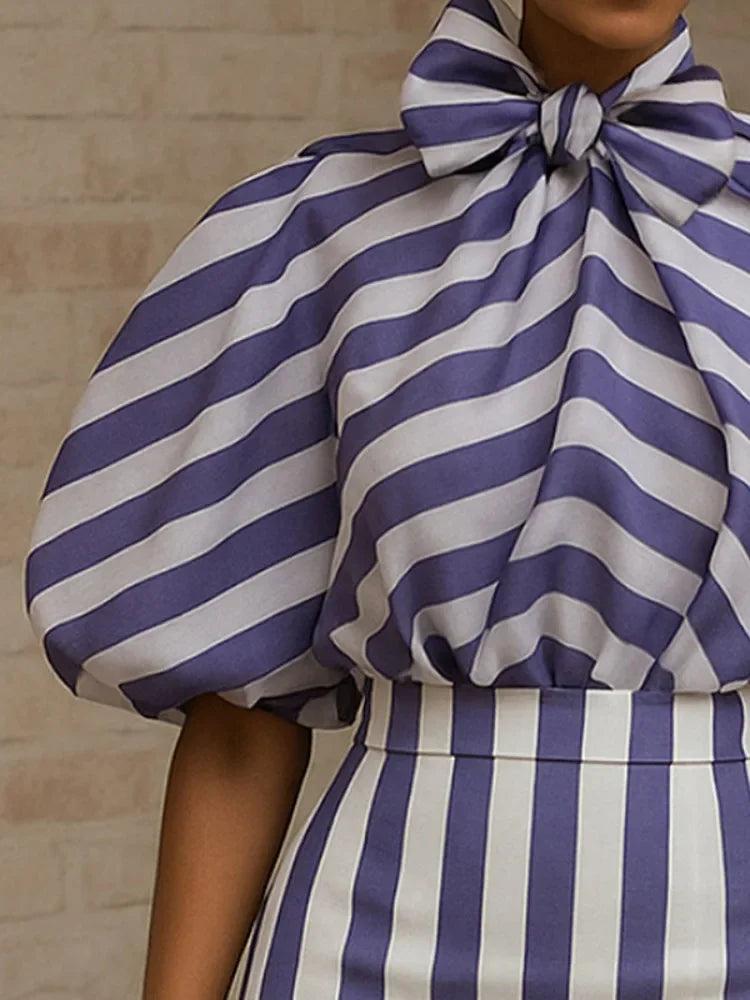 Beautyblue Blue Striped Shirts