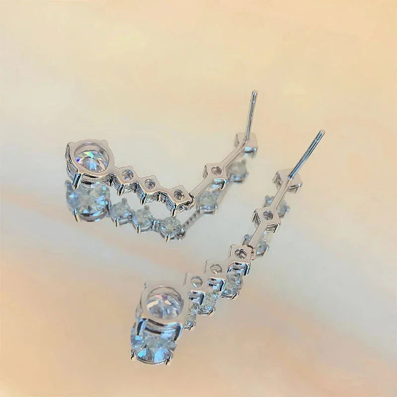 Moissanite Dangle Earrings D Color VVS1 Diamond 925 Sterling Silver