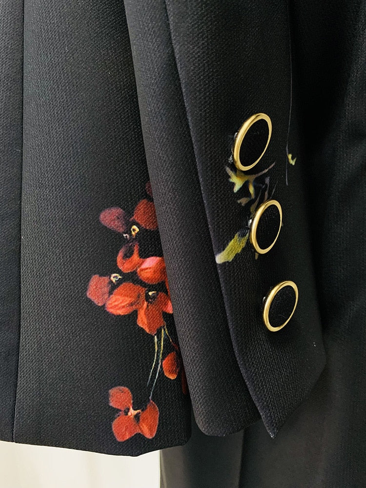 One Button Blazer Pants Set Two Piece Set