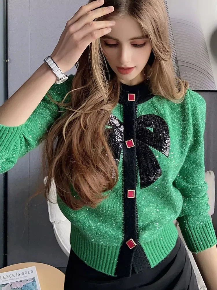Women Vintage Knit Cardigan With Embroidery