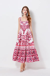 Purple Porcelain Summer Floral Maxi Dress