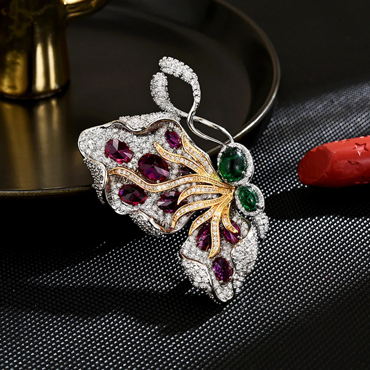 Light Luxury Design Elegant Inlaid Zircon Two-Color Butterfly Brooch