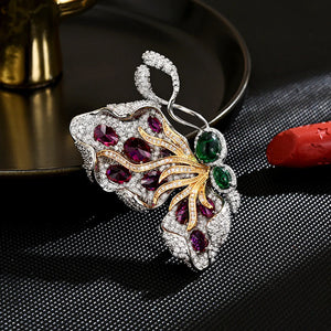 Light Luxury Design Elegant Inlaid Zircon Two-Color Butterfly Brooch
