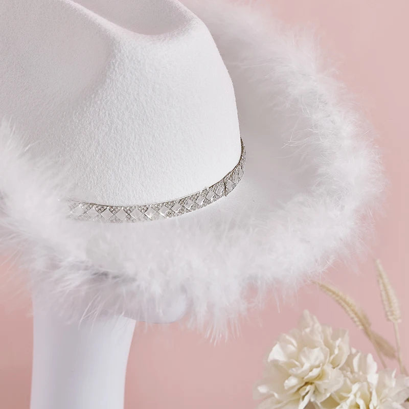 Western Style Cowboy Hat with Feather Accents