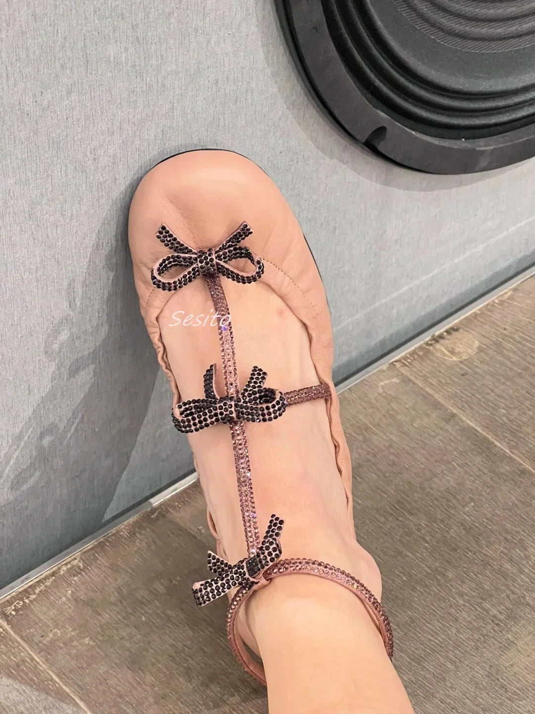 Flat Rhinestone Bow Ballerina