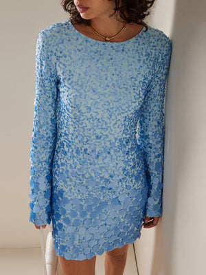 Sky Blue Glitter Sequins Dress