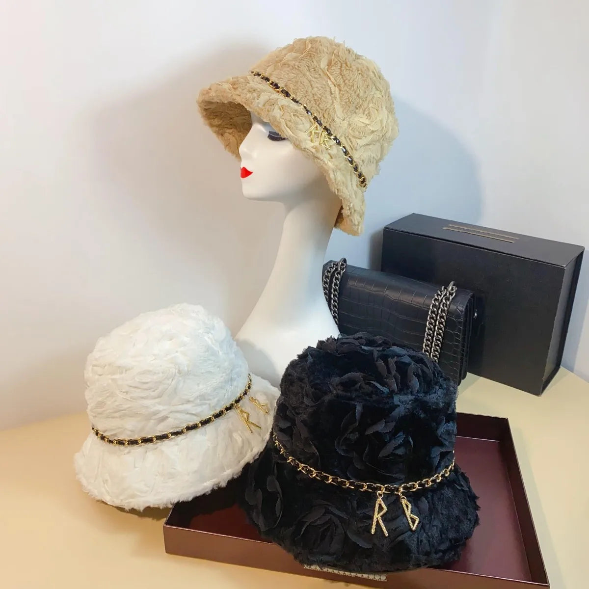 Luxurious and Fragrant RB Lamb Fleece Rose Fisherman's Hat