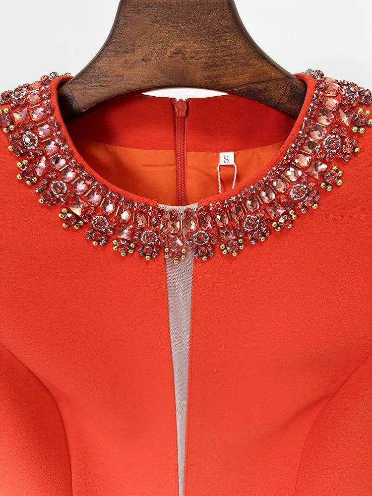 Designer Colorful Diamond Beading Tank Dress
