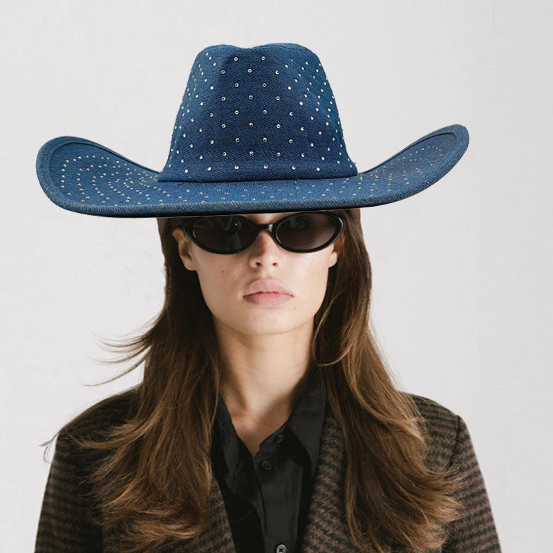 Western Cowboy Hat Rhinestone Denim