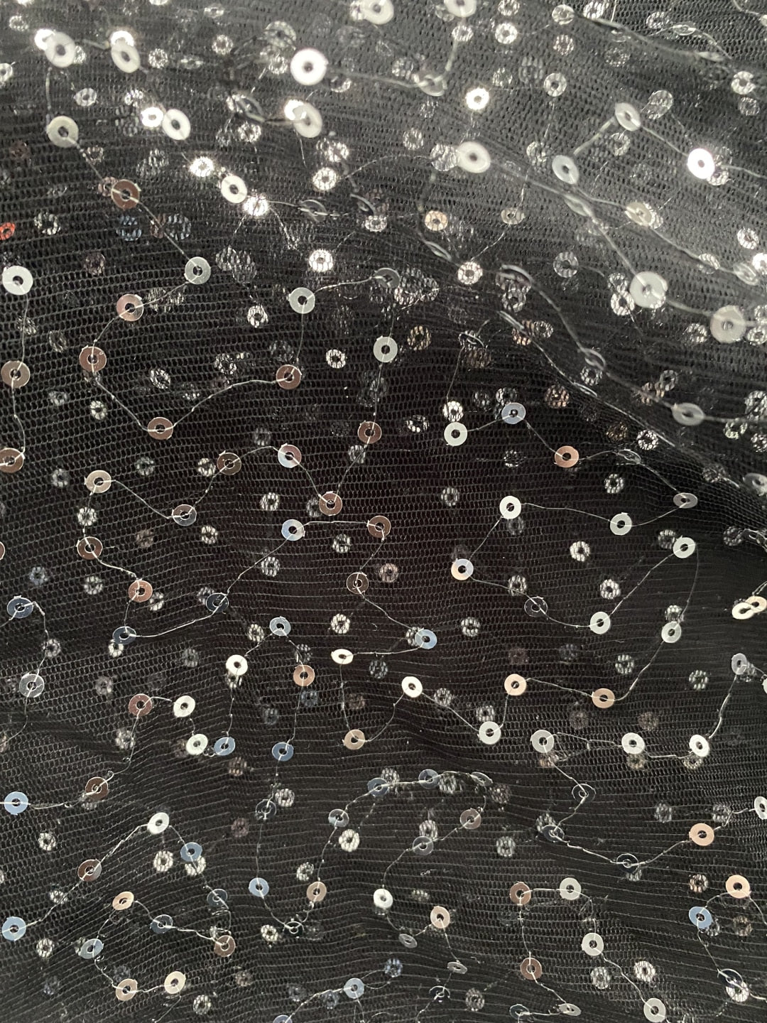 Sequin Diamond Pattern Print Bodycon Black Dress