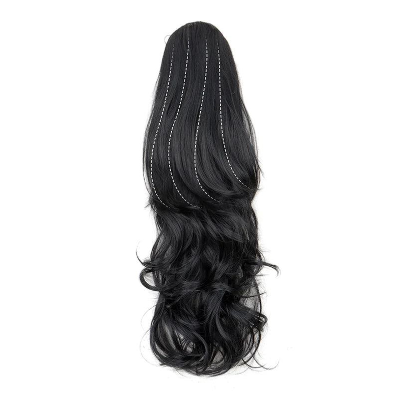 Synthetic 22Inch Long Wavy Curly Layered Ponytail Drawstring Clip