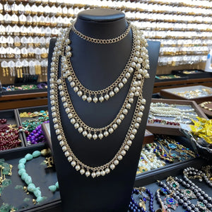 5 Lucky Number Necklace Three Layers with Pearl Necklace