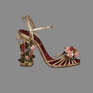 Rose Flowers Decor Cross Tied Elegant Shoes