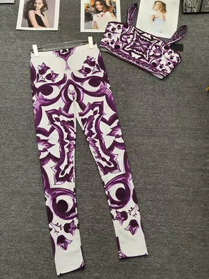 Retro Geometric Print two-piece Suit