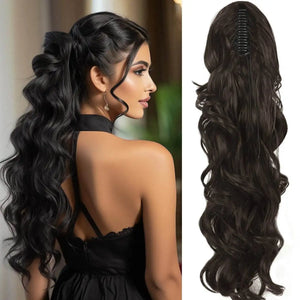 Synthetic 28inch Long Claw On Clip Ponytail Hair