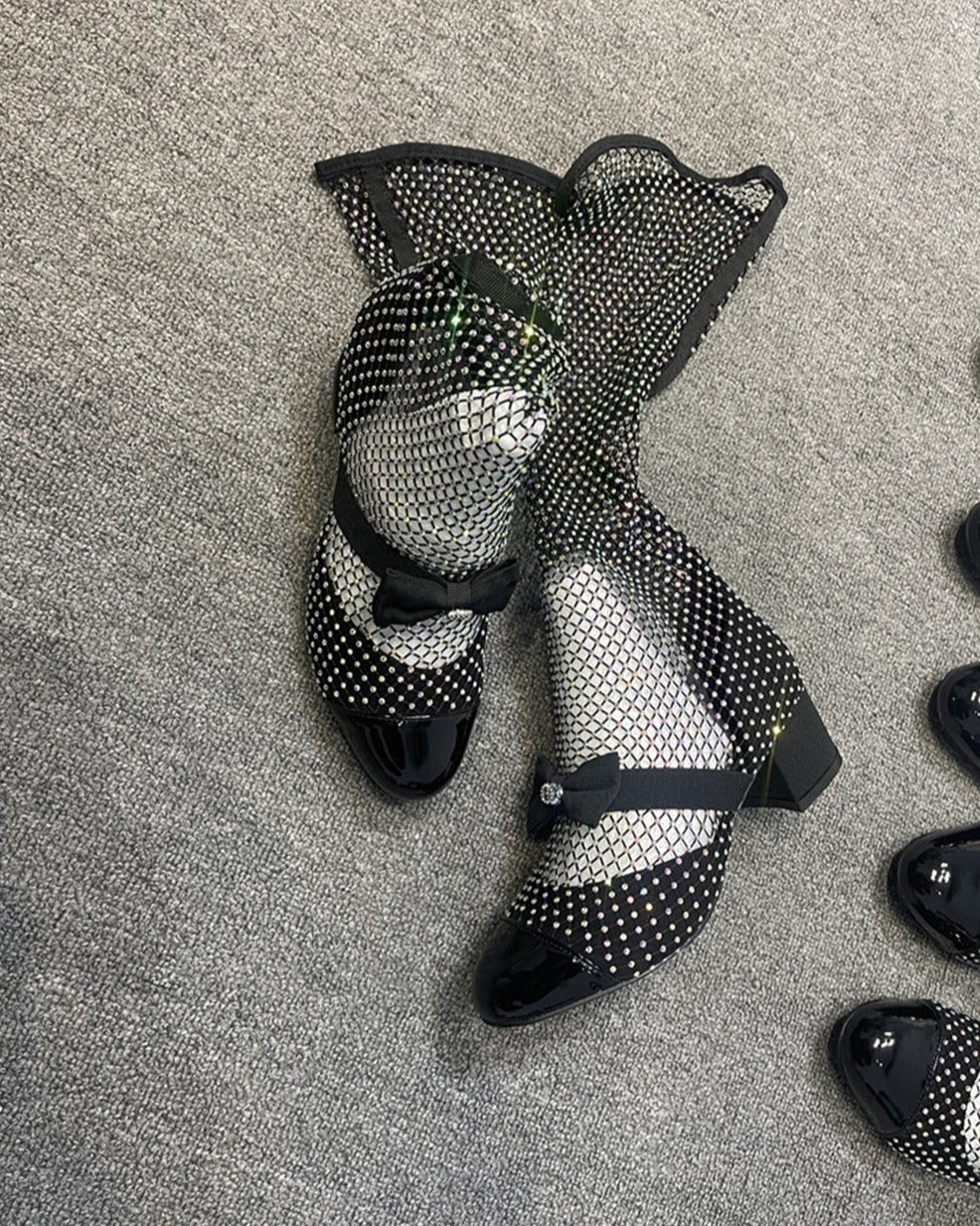 Crystal Mesh Bowknot Mary Jane Round Toe Luxury Sandals