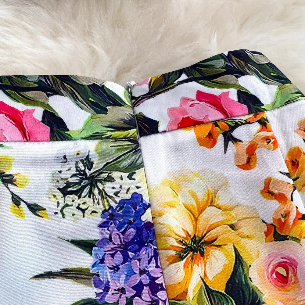 Runway Designer Floral Print Sexy 2 Piece