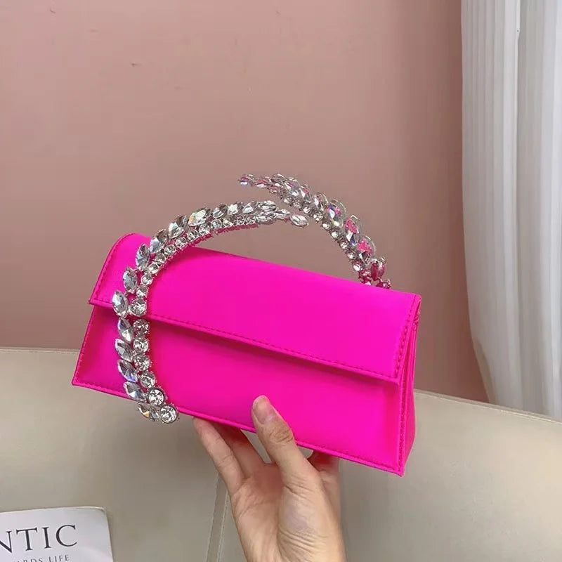 Luxury Satin Metal Handheld Women Handbag