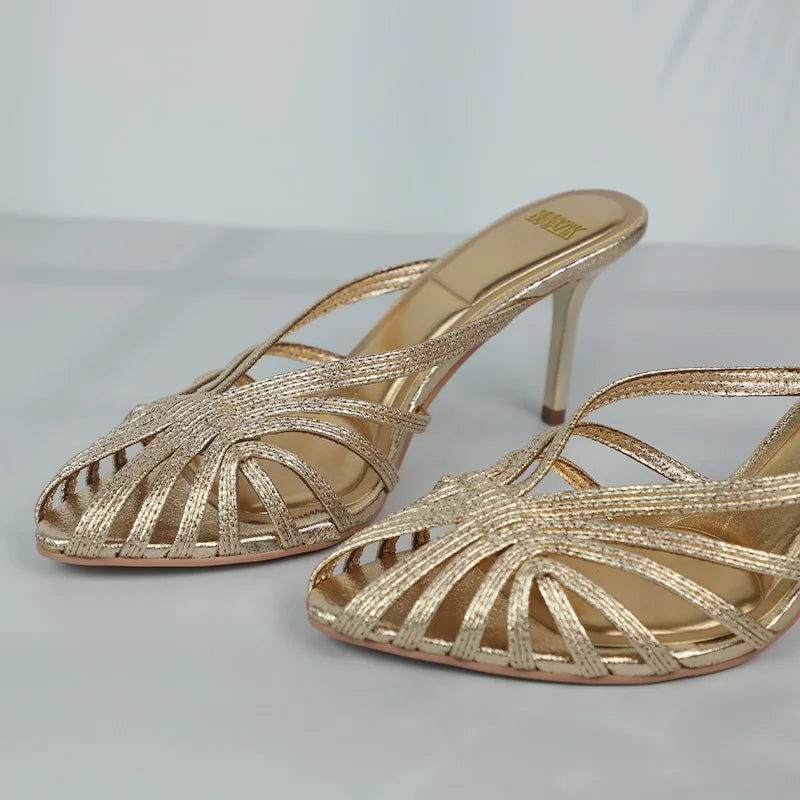New Gold Hollow Thin Strip Heels