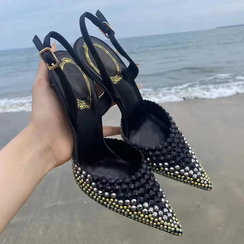 Luxury Rhinestones Gradient Slingbacks Pumps