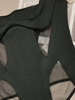 Hollow Out Mesh Patchwork Tops